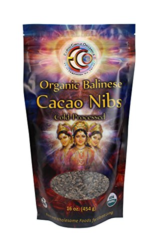 Earth Circle Organics Verified Raw Balinese Cacao Nibs, 16-Ounce