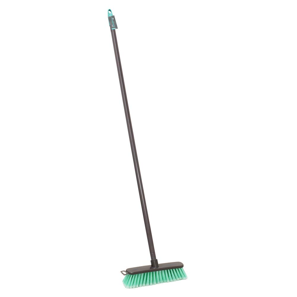 JVL Lightweight Indoor Angled Soft Bristle Sweeping Brush Broom, Turquoise/Grey 20-044TQ
