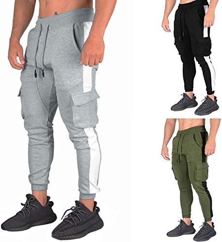 Uni Clau Mens Sports Jogger Cargo Pants - Side Tape Drawstring Waist Sweatpants Flap Pocket Trousers for Men 5 Uni Clau Mens Sports Jogger Cargo Pants - Side Tape Drawstring Waist Sweatpants Flap Pocket Trousers for Men