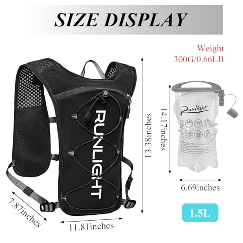 Runlight Running Vest for Men and Women, Adjustable Chest Straps, Hydration Vest with 1500ml Water Bottle