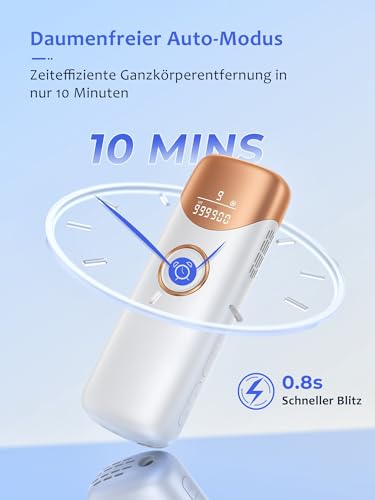 19.8J Hair Removal Device with Cooling System, 9 Energy Levels, 600 NM Red Light Wave, 999,900 Light Pulses, Automatic Gliding Mode, Hair Removal Device for Women, Face, Armpits, White