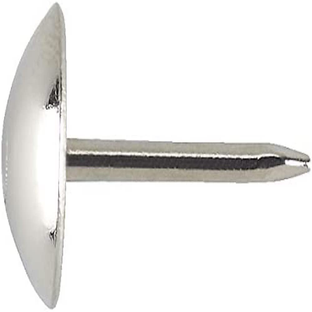 Merriway BH07241 (100 Pcs) Upholstery Nail Bright Chrome 9.5 mm Diameter Head 15 mm Length - Pack of 100 Pieces