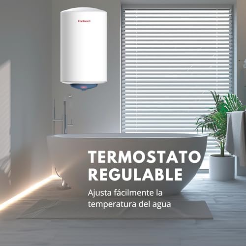 Corberó - Aquecedor de Água Elétrico CTMBA50 | 50L | Instalação Vertical | Resistência Blindada | Termóstato Ajustável | Proteção anticorrosiva