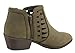 Soda Women's Faux Nubuck Leather Triangle Cutout Side Chunky Stacked Heel Ankle Bootie