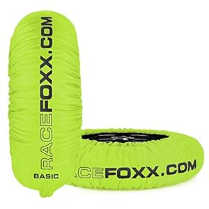 Bandenverwarmer RACEFOXX Basic 80° C verwarmingstemperatuur SUPERMOTO, 120/17 voor en 160/17 achter, neon geel