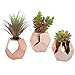 MyGift Small Artificial Plants Assorted Fake Succulents in Rose Gold Ceramic Planters Pot, Set of 3