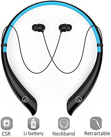 Bluetooth Earbuds, Wireless Headphones Neckband Headset Stereo Hand-free Sports In-ear Noise Cancelling Earphone with Mic for iPhone 8/7/6, Samsung, Android and Other Bluetooth Devices by Havan (Blue)
