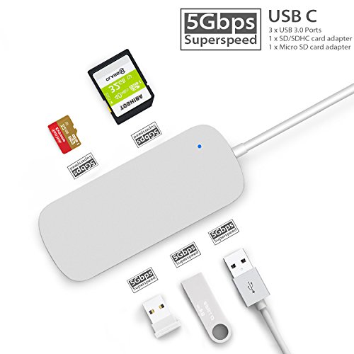 Belker USB-C Hub for MacBook Pro and ChromeBook Pixel / Fastest 5Gb/s hub for 2016 MacBook Pro. Adds 3 x USB 3.0 ports, microSD, SD