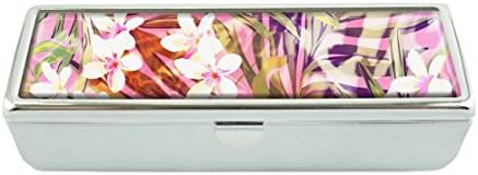 Tropical flowers and leaves Custom Lipstick Box Frame Rectangle Velvet Cosmetic Lipstick Case Makeup Box Jewelry Box
