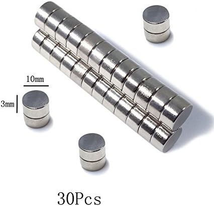30Pcs Mini Round Magnets For Fridge, Office Magnets, Dry Erase Board Magnets, Whiteboard, Map 10 x 3MM