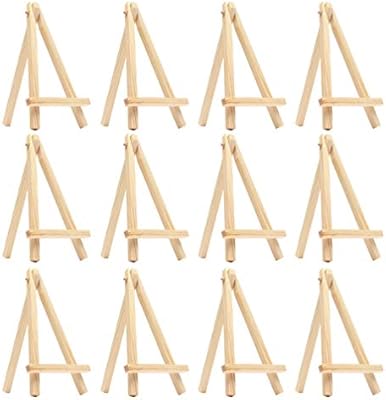 Nuobesty 12pcs Mini Wooden Easel Small Wood Display Stand Triangle