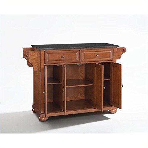 Crosley Furniture Alexandria Solid Black Granite Top Kitchen Island in Classic Cherry Finish