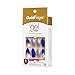 Kiss Gold Finger Gel Glam 24 Glue-On False Nails Blue Silver Flower Glitter Finish Long Stiletto Style