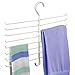 mDesign Metal Closet Rod Hanging Accessory Storage Organizer Rack for Scarves, Ties, Yoga Pants, Leggings, Tank Tops - Snag Free, Geometric Design, 16 Arms/1 Hook - Spira Collection - Pearl White