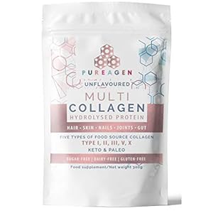 Multi Collagen Protein Powder Supplement, 5 Types of Hydrolysed Peptides | Grass Fed Bovine, Wild Caught Fish & Free-Range Chicken | Healthy Skin, Hair, Gut, Muscles & Joints | Keto | Halal 300g