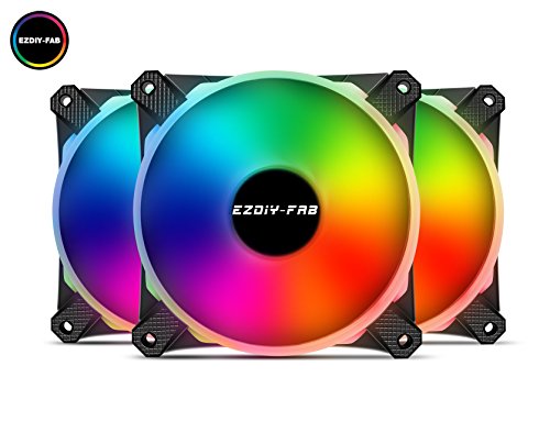 image for EZDIY-FAB Wireless 120mm LED RGB Fan for PC Case, CPU Cooler Fan, Wate