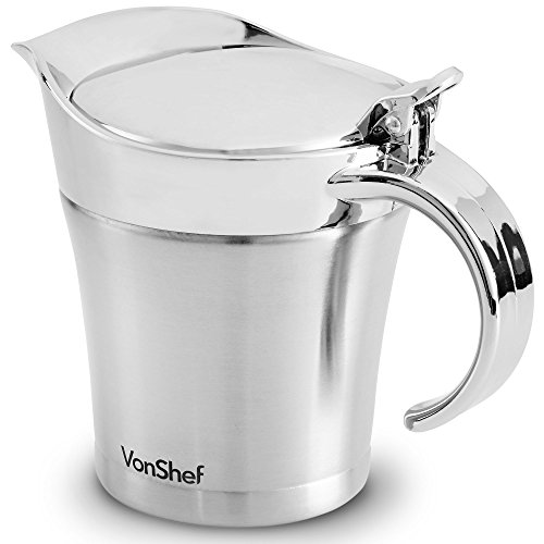 VonShef Double Wall Insulated Gravy Boat and Sauce Jug with Hinged Lid