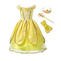 aibeiboutique Princess Belle Costume Fancy Party Dresses Gorgeous Dress up for Little Girls Cosplay, Yellow (2-3 Years)