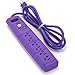 Office + Style 6 Outlet Surge Protector with Dual USB Ports and 6 Ft Cord, Purple