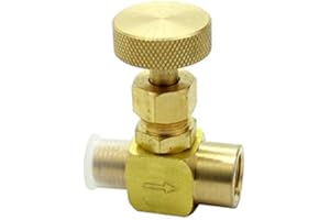 HONGBOW HARDWARE HongBoW Brass Instrument Needle Valve Wheel Handle 600 Psi(WOG) (1/4 NPT Male x 1/4" NPT Female)