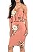 Pretid Sexy Women Floral Off Shoulder Ruffle Plain Stretch Bodycon Midi Dress