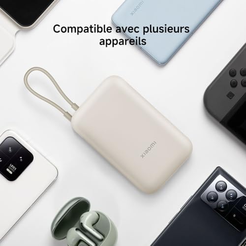 Power Bank 10000mAh, Batterie Externe de Poche Rapide 22,5 W Max, Compatible avec Plusieurs appareils, Charge Rapide bidirectionnelle de Type C, Sortie à Trois Ports, pour iPhone,Samsung, Tan