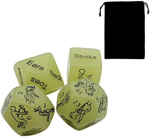 4pcs Romantic Novelty Game Dice Luminous Role Playing Funny Gift for Valentine's Day, Honeymoon Bachelorette Party, Him and Her, Groom Roast, Bridal Shower, Newlyweds, Wedding, Anniversary, Marriage