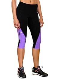 Physiclo Pro Resistance Women's Compression Capri Training Pants with Built-in Resistance Band Technology, Electric Purple, Large