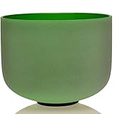 TOPFUND Green Color Crystal Singing Bowl F Note Heart Chakra 12 inch O-ring and Suede Striker or Rubber Mallet included