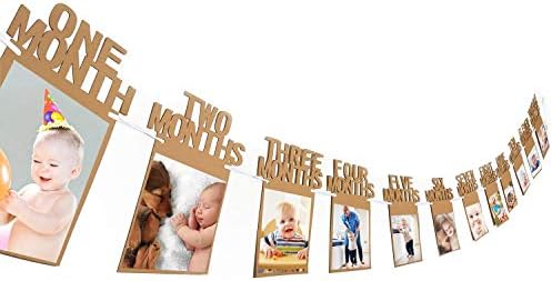 Party Rockers Thickened Kraft Card Paper 1st Birthday Bunting Baby Photo Prop Banner, 1-12 Months