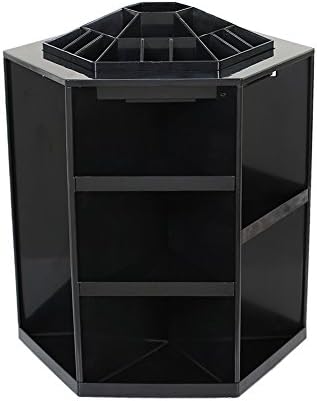 HugeHard 360° Rotating Makeup Organizer Revolving Tabletop Cosmetic Storage - Black