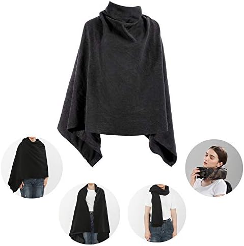 Versatile Travel Blanket Throw Wrap- FALWSIU 3 in 1 Wearable Throw Blanket Used as Wrap, Scarf, Shawl, Travel Pillow, Neck Pillow, Airplane Blanket and More, Friendly Travel Accessories for Adults