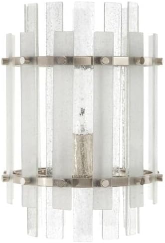 Park Harbor PHWL3192 Sea Glass 12" Tall Single Light Wall Sconce, Brushed Nickel