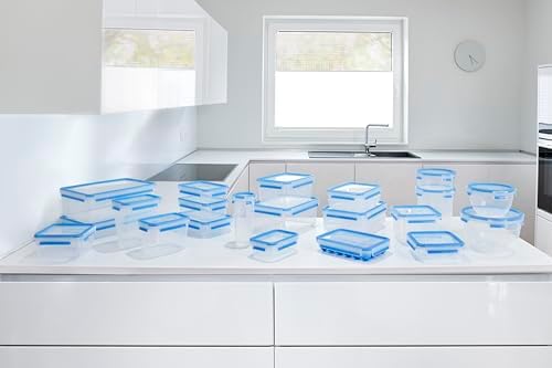 Masterseal, Set de 5 piezas, Herméticos de plástico, 0,15/0,25/0,55/1/3,70 L, Envase para alimentos, Rectangular, Azul,K3029012