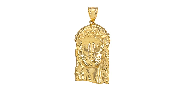 14k Yellow Gold Jesus Face Necklace 