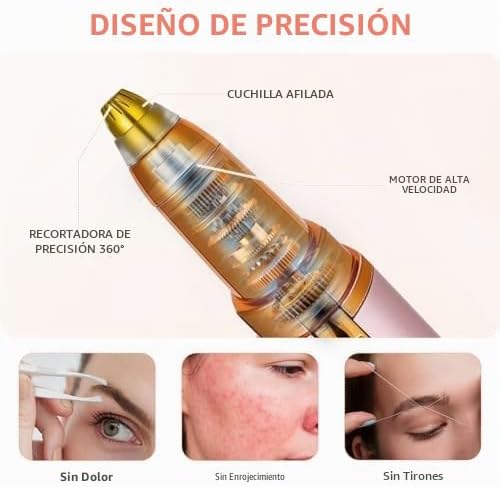 Depiladora Facial Mujer, Eléctrica Depiladora Cejas Portátil,Oro rosa — foto 4 de 8