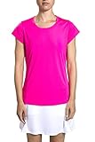 Prince Women's Keyhole Back Short Sleeve Athletic Tee Shirt,Cosmos Pink,L