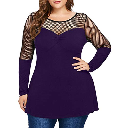 Boomboom Women Plus Size Criss Cross Double Chiffon Long Sleeve Chiffon Shirt (2XL, J)