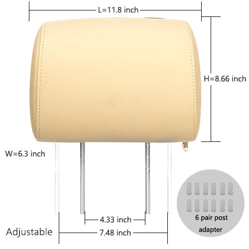 9 inch 1080P Car Headrest DVD Player Video Monitor with Leather Cover Zipper IR Wireless Headphones Games for Kids Road Trips Entertainment System (Touch Screen, Beige)
