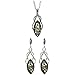 Ian and Valeri Co. Black Green Amber Sterling Silver Celtic Set Earrings Necklace 18 Inches
