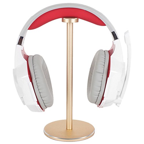 Headset Hanger Gaming Headphone Stand Znoble Aluminum Earphone Mount Hanger with leather Flexible Headrest for All Headphones Sizes-Gold