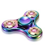 Fidget Spinner for Kids & Adults, BEST Rainbow Hand Spinner for ADHD, Killing Time, & Stress Relief. Made of Titanium Alloy, Ceramic Bearing, 3+ min, High Speed, & EDC with Portable Case (Pearl)