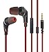 Earbuds for Samsung Galaxy, Android and iPhone | in-Ear Earphones | Headphones Multi Function Remote - Volume Control | Sweat Proof | Tangle Free Flat Cable | Galaxy S7 Earbuds | Bass [RED/Black]