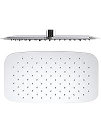ESNBIA Shower Head 12 Inch Rectangular High Pressure Stainless Steel Fixed Rain Rainfall Showerhead Ultra Thin Water Saving Chrome Finish 2.5GPM Flow Rate