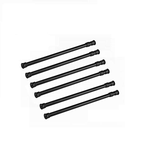 Cupboard Bars Tension Rods, 6 Pack Spring Tensions Rods Steel Adjustable Tension Curtain Rod Closet Rod Window Rods (Black, 11.8-20 Inches)