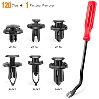 GOOACC GRC-30 120PCS Car Retainer 6.3mm 8mm 9mm 10mm Expansion Screws Replacement Kit Bumper Push Rivet Clips, 1PC Fastener Remover