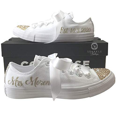 Amazon.com: Personalized Wedding Sneakers for the Bride Blinged Out with Swarovski Crystals 