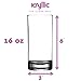 Kryllic Reusable Plastic Cups - Plastic Tumblers - Acrylic Cups For Kitchen 16oz- Clear Highball Plastic Tumbler Set of 6 Plastic Tumblers Dishwasher Safe, Bpa Free, Cups For Kitchen - Plastic Glasses
