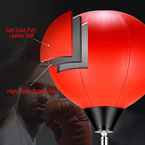 YMOND Relax Boxing Speed Bag with Stand Boxing Gloves Punching Ball Durable Adult Vertical Sandbag Adjustable Height (Style 1, Red.)