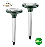Solar Mole Repellent - (2 pack) Gopher Repellent Vole Repellent Rodent Repellent for lawn garden yard removal Ultrasonic sonar sonic Deterrent Waterproof Weatherproof replaces mole killer Pest Control